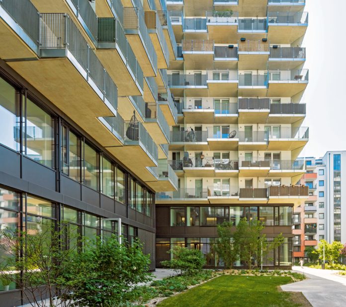 Quartier Wolfganggasse in Wien-Meidling – im Bild das Projekt der Heimbau (Architekten Tillner & Willinger): Dank rechtzeitigem Baubeginn und zügiger Umsetzung gelang der Bau mit moderaten Kosten und günstigen Mieten.