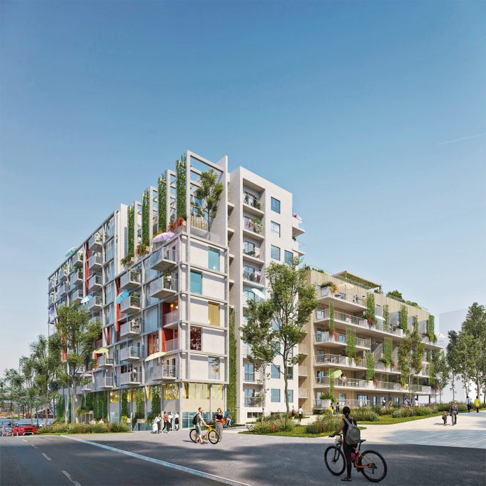 Das Projekt „Das Stadtregal" der Arwag zeigt, wie innovative Konzepte sozialen Mehrwert und ökologische Nachhaltigkeit vereinen können. Visualisierung: Expressiv, Foto: Stefan Seelig