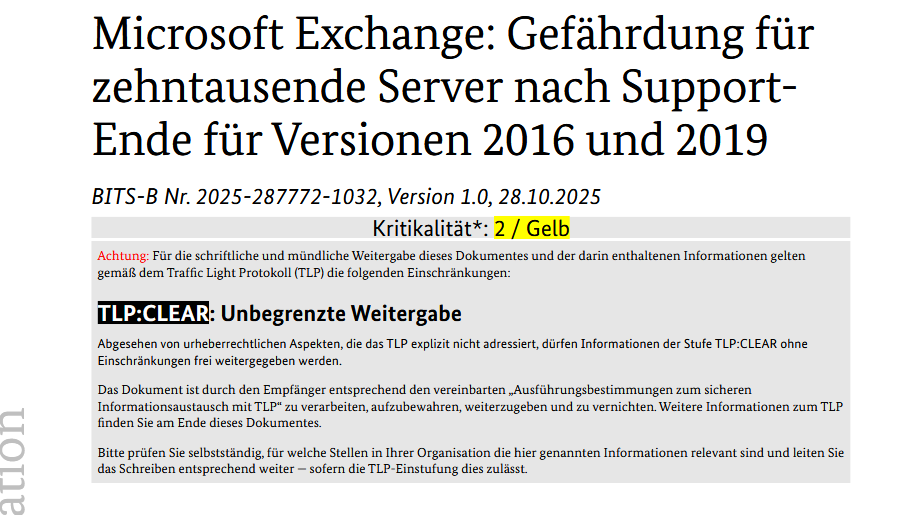 BSI-Warnung-Support-Ende: Exchange-Server gefährdet BSI-Warnung-Support-Ende: Exchange-Server gefährdet