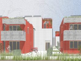 Vorzeigeprojekt Brockhausengasse, geplant von Studio EderKrenn, Bauträger Gesiba – ein nahezu CO₂-freier Wohnbau, Kelag Energie & Wärme übernimmt die Energieversorgung. Foto: Kelag Energie & Wärme. Visualisierung: Gesiba