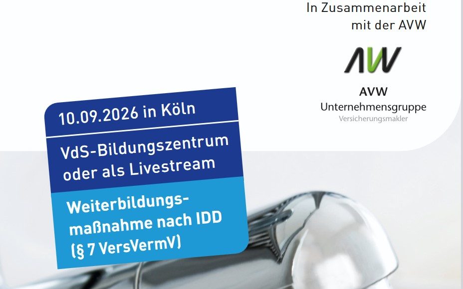 VdS-Fachtagung „Verhütung von Leitungswasserschäden“ in Köln
